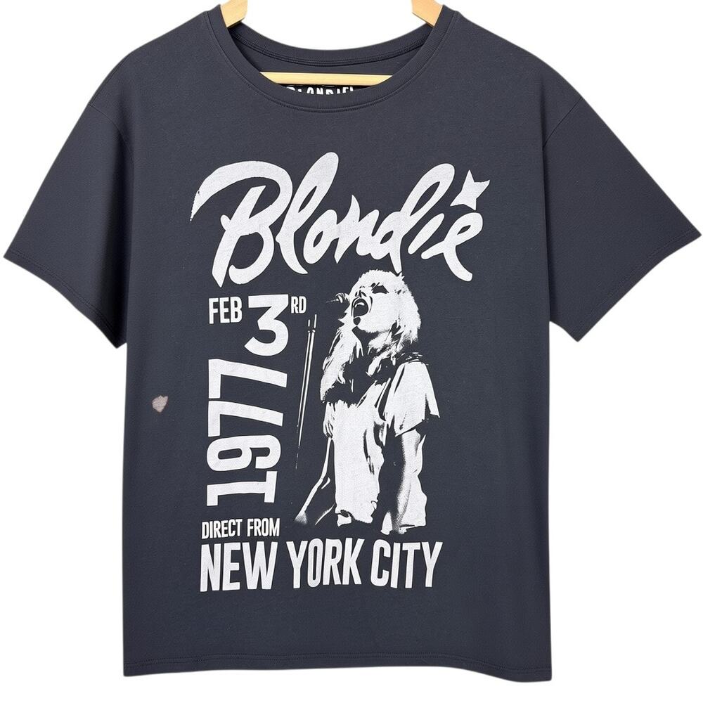 Blondie Feb 3rd 1977 Direct from New York City Large Gray T-Shirt Distressed